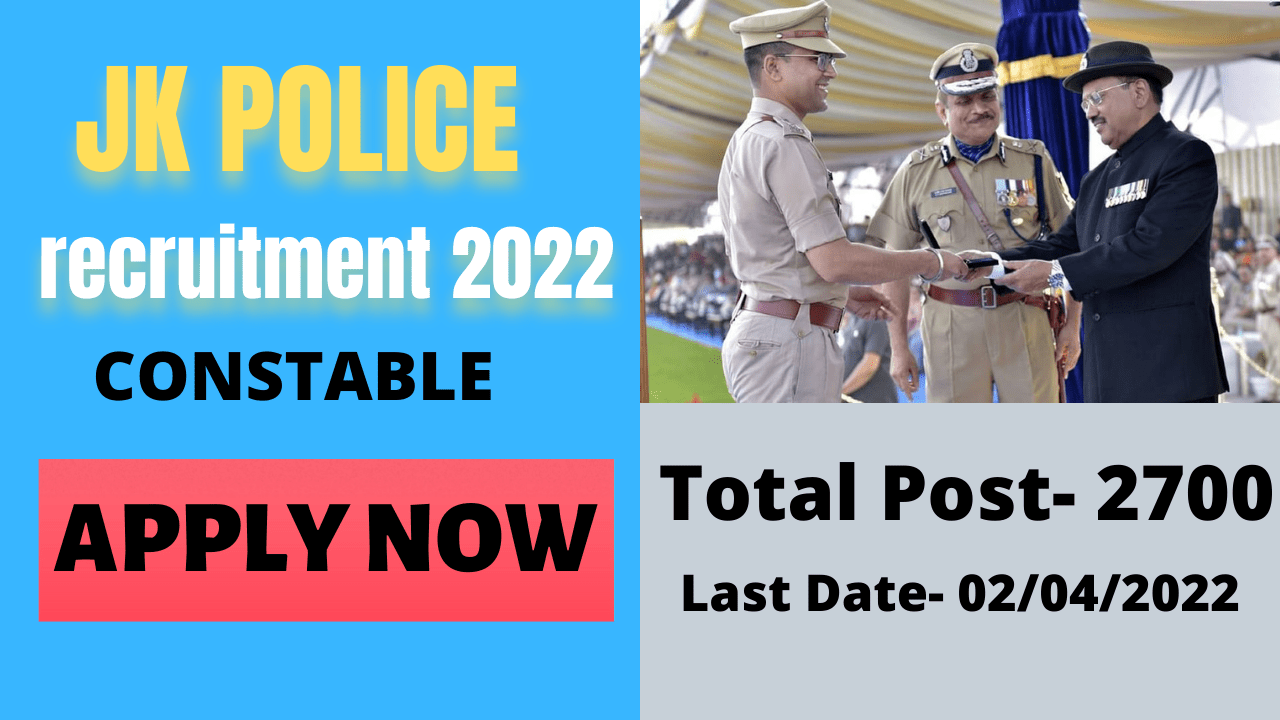  JK Police Constable Recruitment 2022 