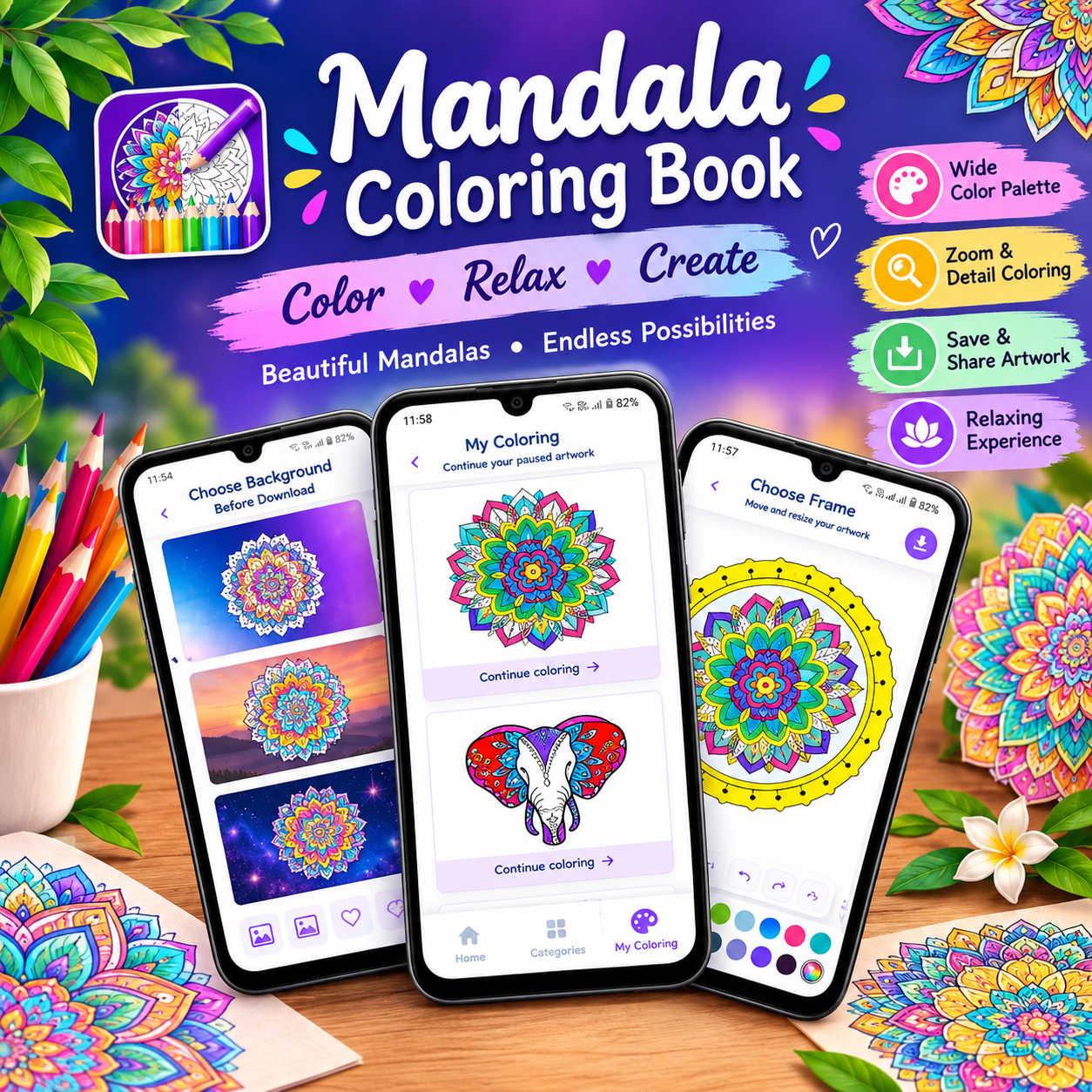 Mandala – Coloring Book Game: Relaxing Digital Coloring Experience